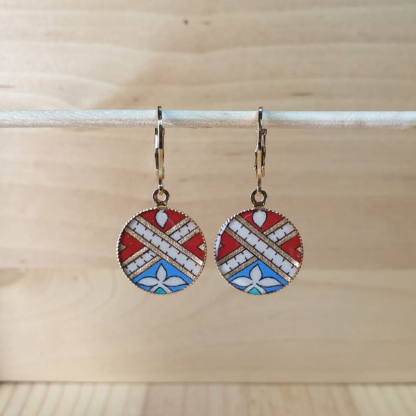 Goud/rood/blauw/groen verlichte hanger oorbellen