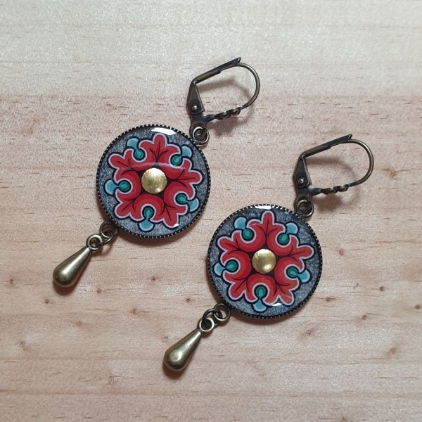 Romaanse bloem hanger oorbellen