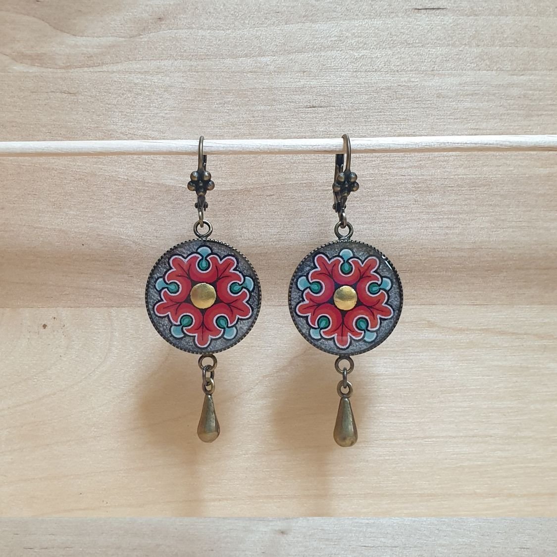 Romaanse bloem hanger oorbellen