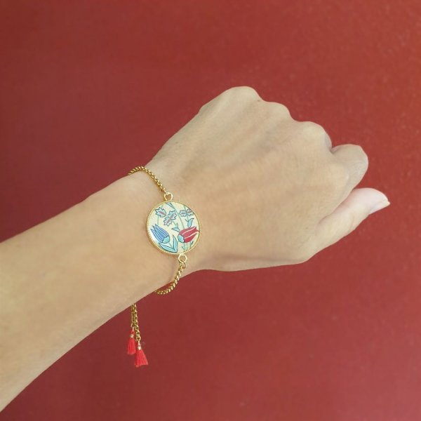 Bracelet r&eacute;glable enluminure tulipes