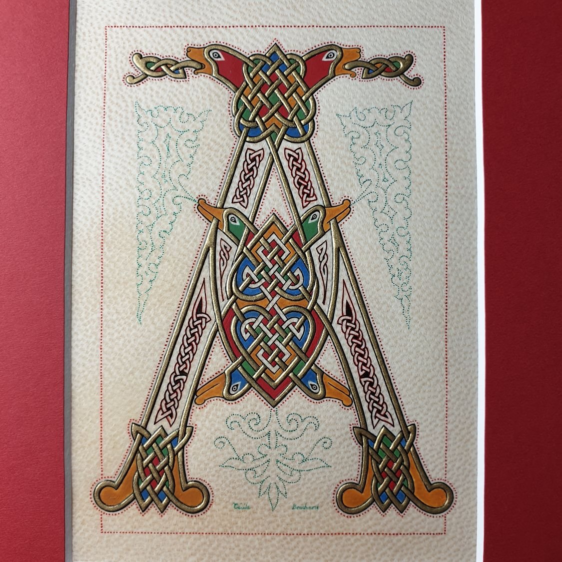 Verlichte letter A in Frans-Saksische stijl