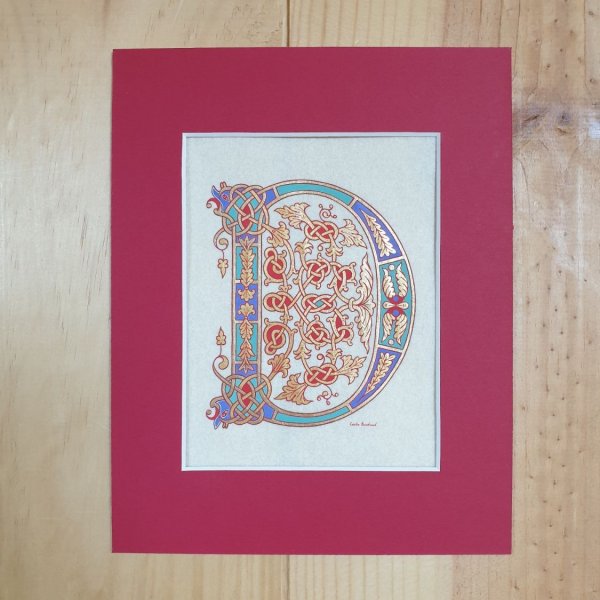 Lettre D enlumin&eacute;e style carolingien