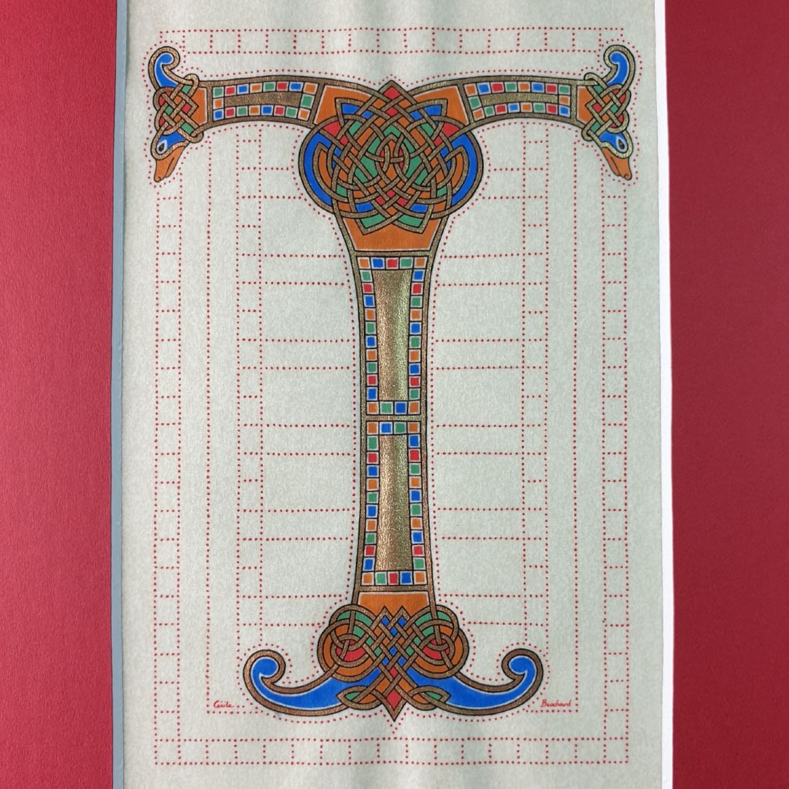 Verlichte letter T Frans-Saksische stijl