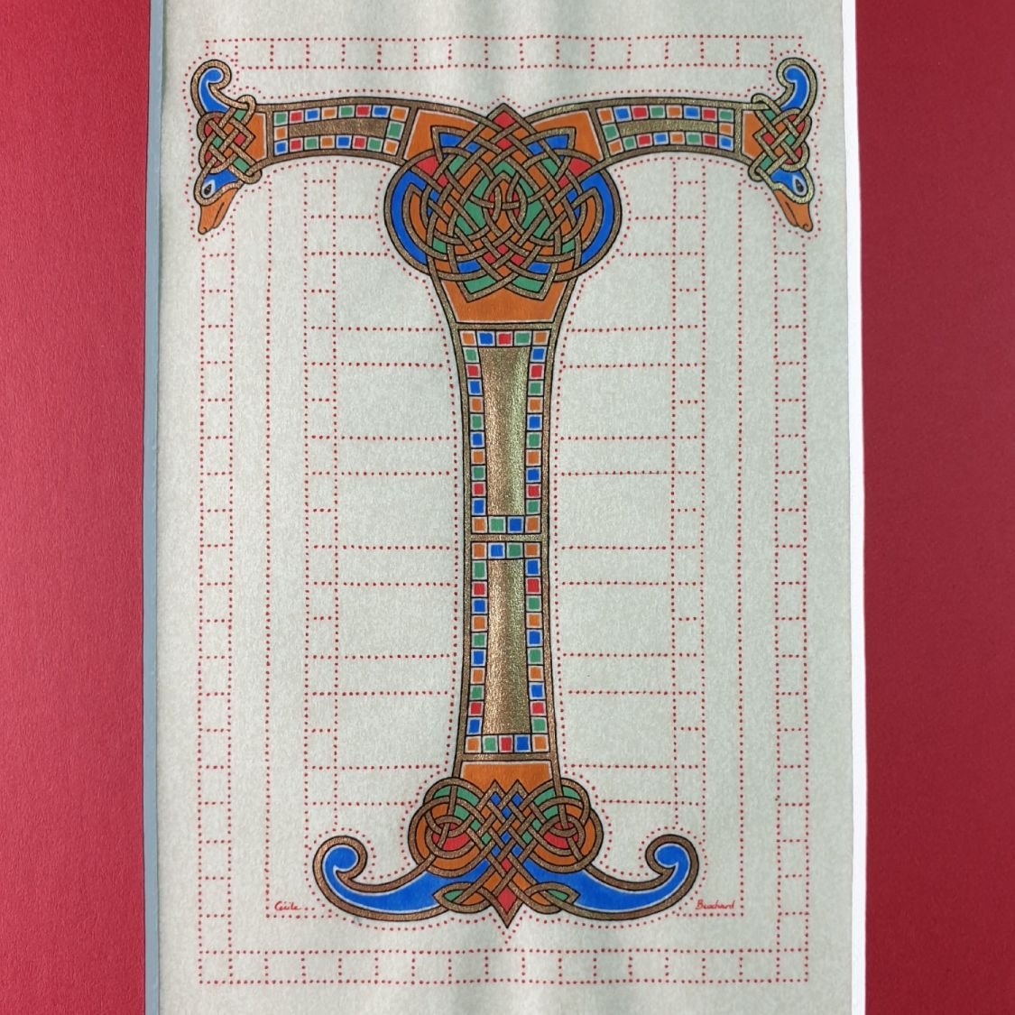 Verlichte letter T Frans-Saksische stijl