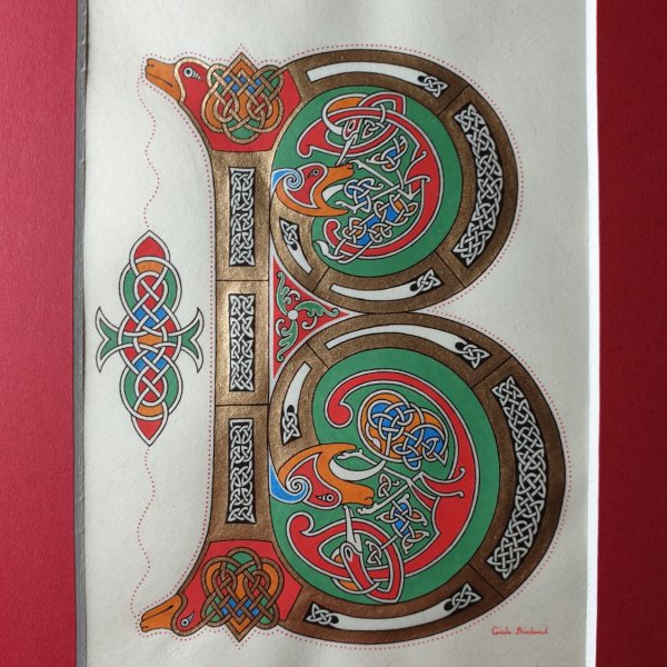 Verlichte letter B Frans-Saksische stijl