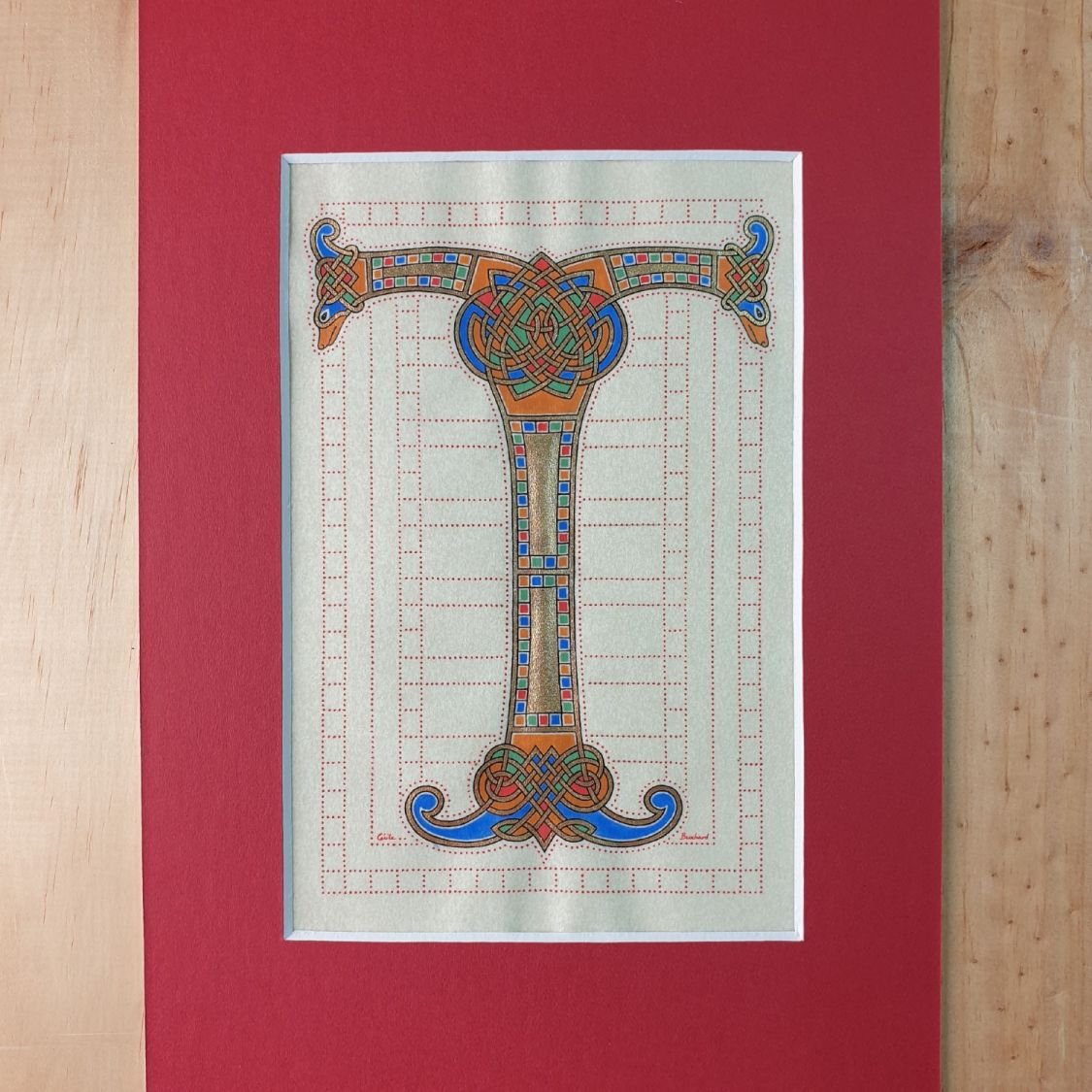 Verlichte letter T Frans-Saksische stijl