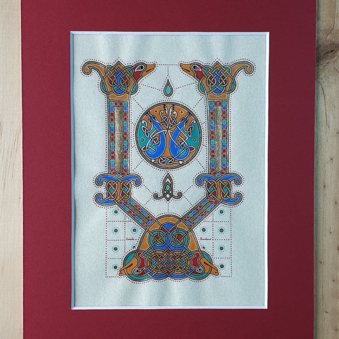 Verlichte letter V Frans-Saksische stijl