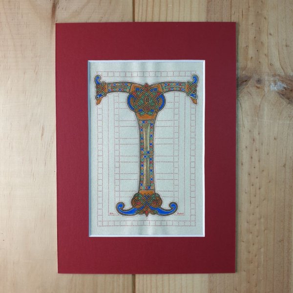 Verlichte letter T Frans-Saksische stijl