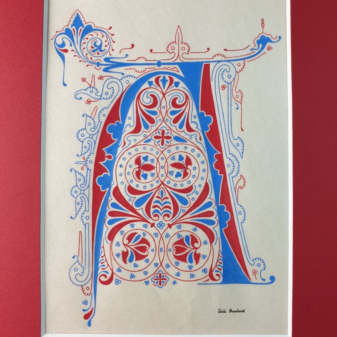 Verlichte letter A in gotische stijl