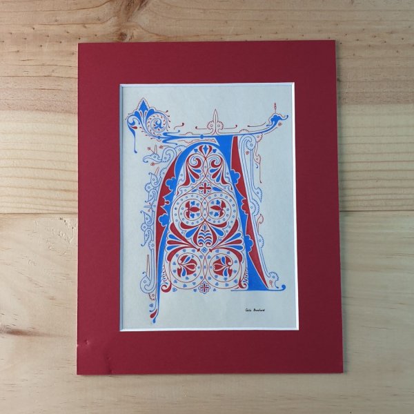 Verlichte letter A in gotische stijl