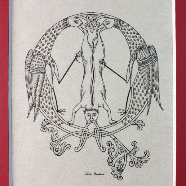 Verlichte letter Q in Romaanse stijl