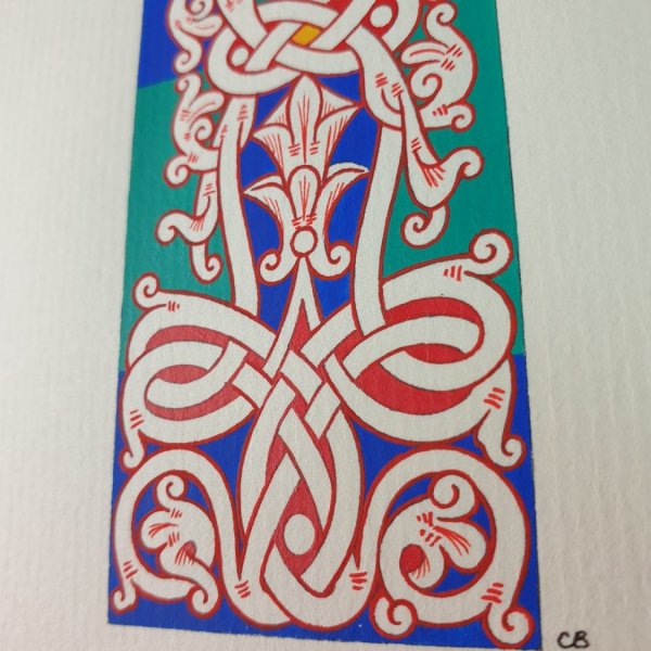 Verlichte letter I in Romaanse stijl