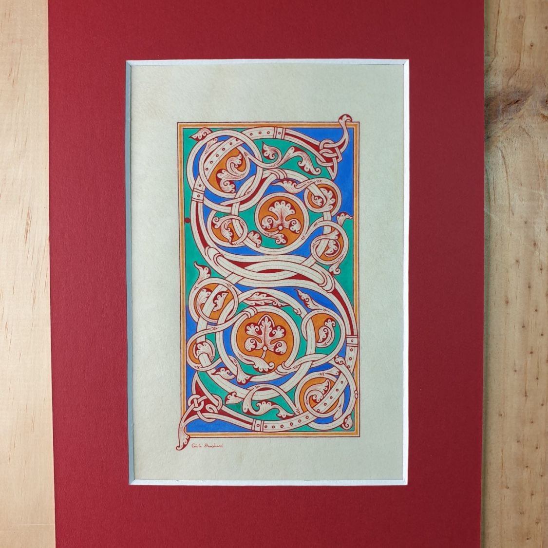 Verlichte letter S in Romaanse stijl