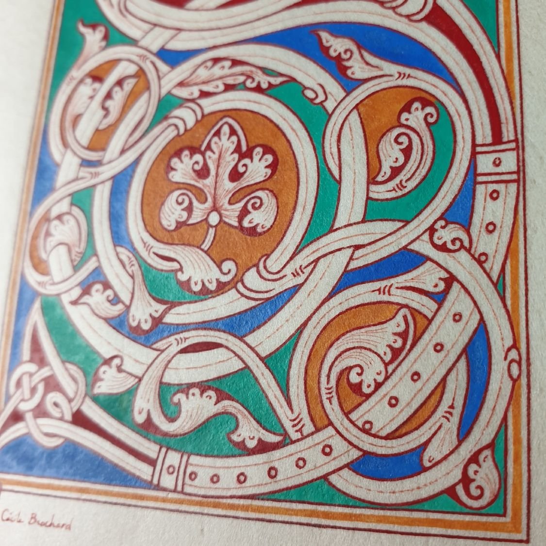 Verlichte letter S in Romaanse stijl