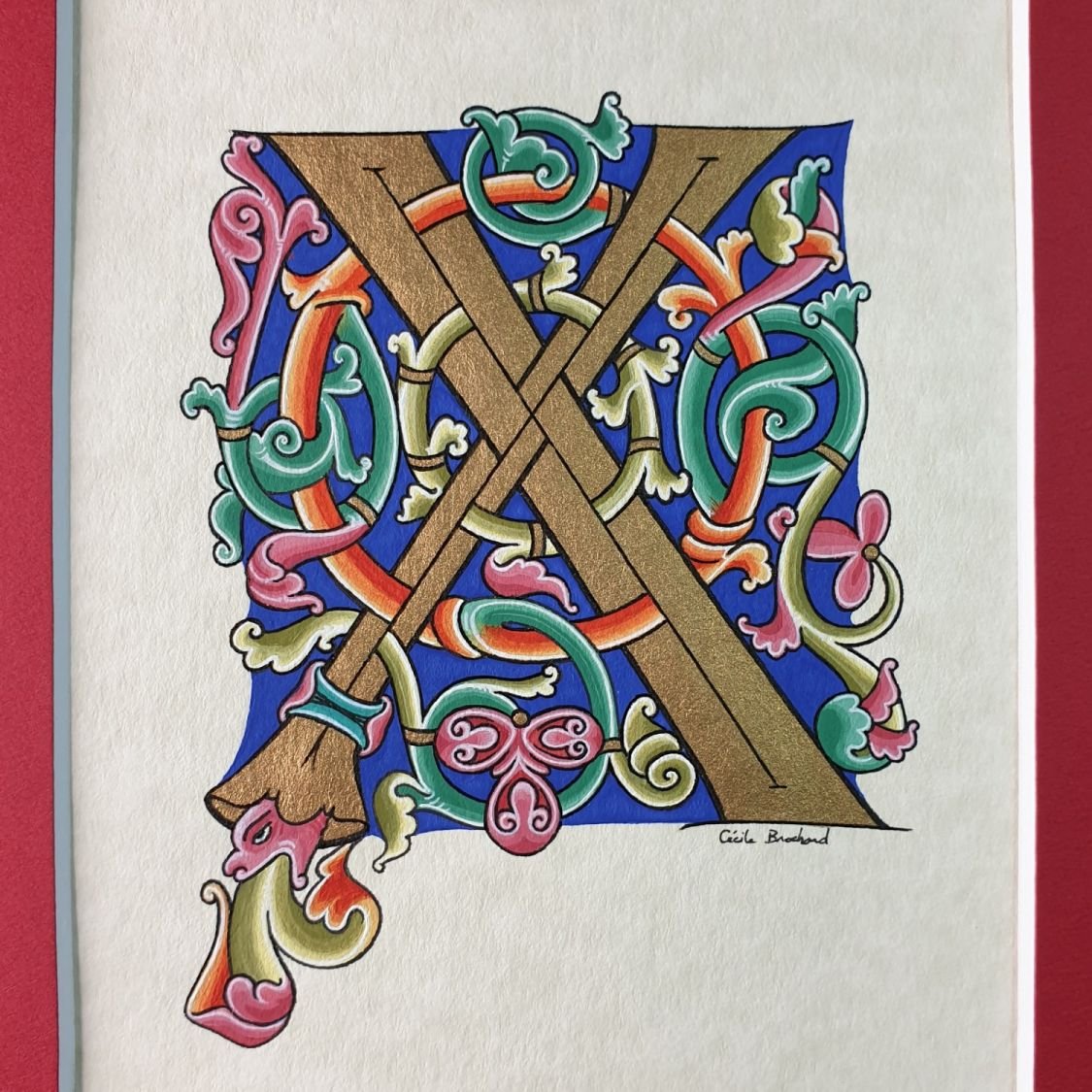 Romaanse verlichte letter X