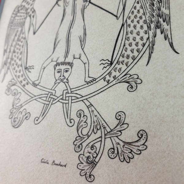 Verlichte letter Q in Romaanse stijl