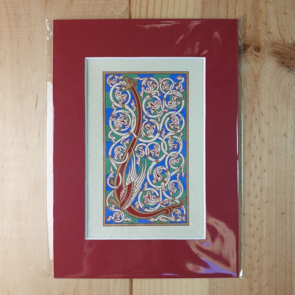 Verlichte letter L in Romaanse stijl