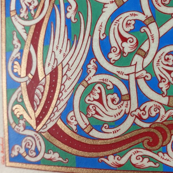 Verlichte letter L in Romaanse stijl