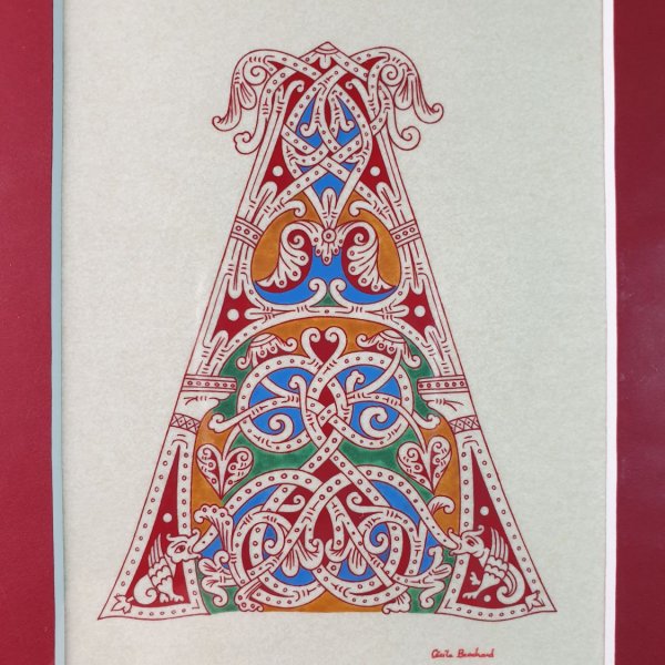 Verlichte letter A in Romaanse stijl