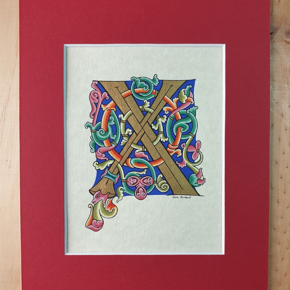 Romaanse verlichte letter X