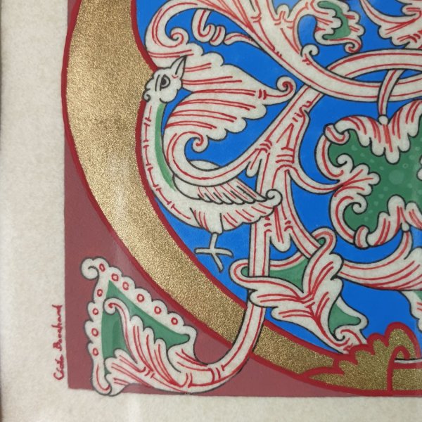 Verlichte letter C in Romaanse stijl