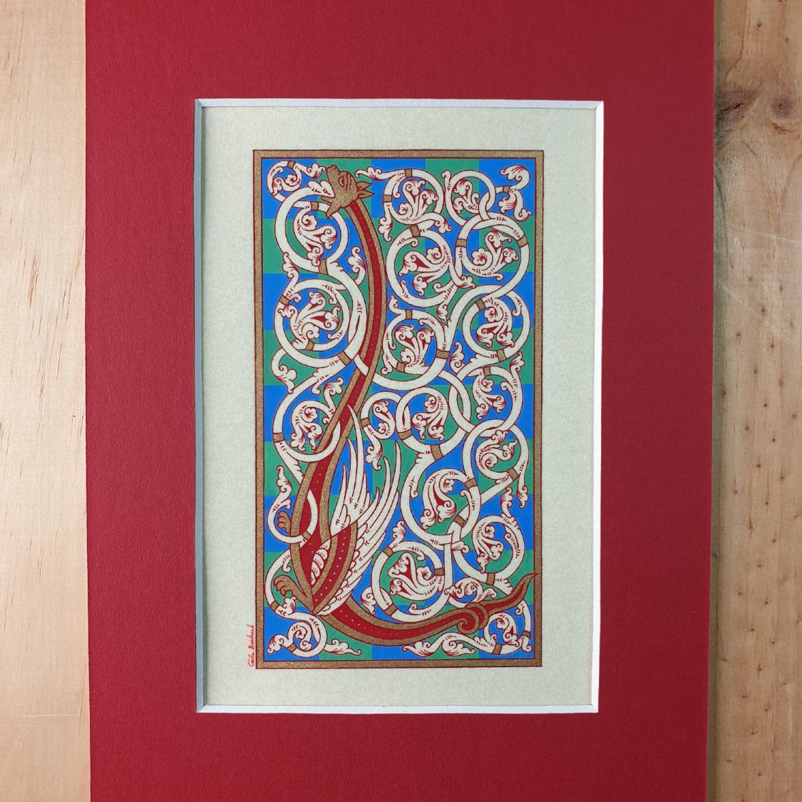 Verlichte letter L in Romaanse stijl