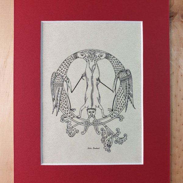 Verlichte letter Q in Romaanse stijl