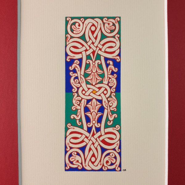 Verlichte letter I in Romaanse stijl