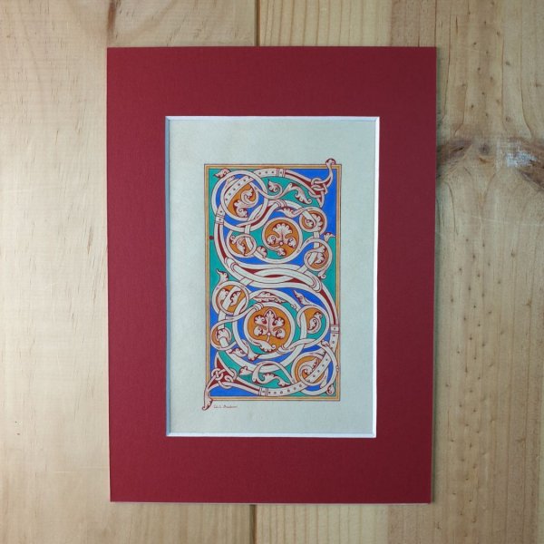 Verlichte letter S in Romaanse stijl