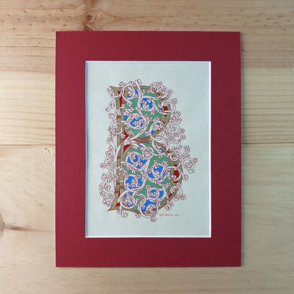 Verlichte letter B in Romaanse stijl