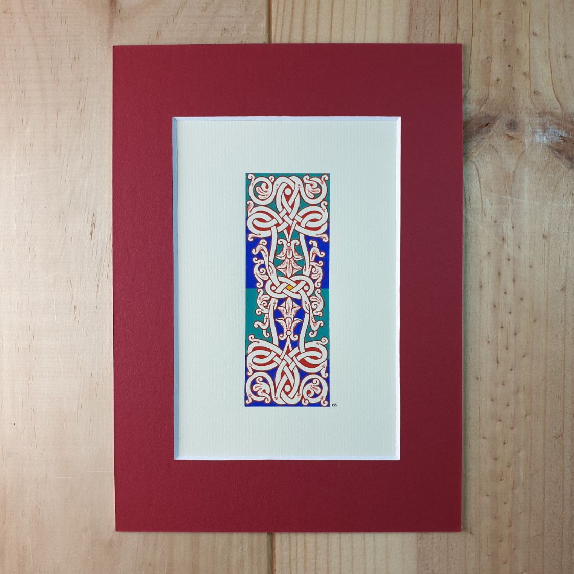 Verlichte letter I in Romaanse stijl