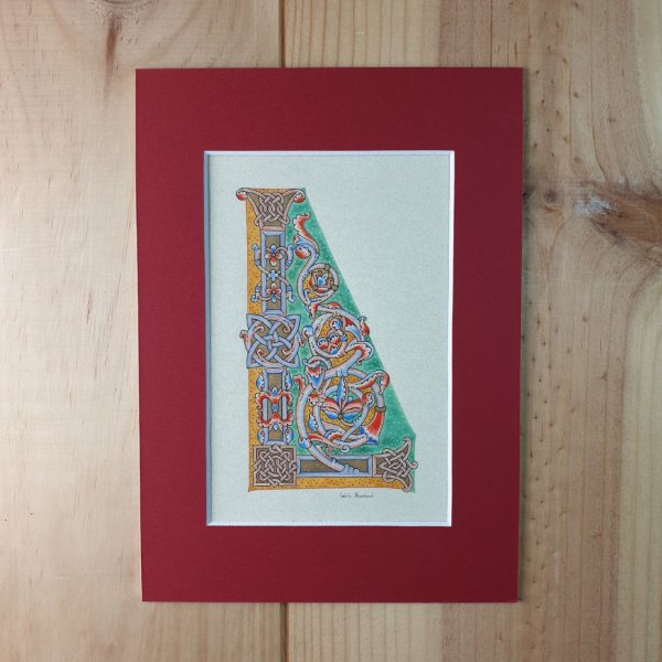 Verlichte letter L in Romaanse stijl