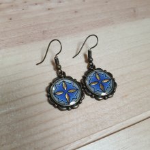 Goud/blauw verlichte hanger oorbellen