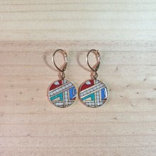 Goud/rood/blauw/groen verlichte hanger oorbellen