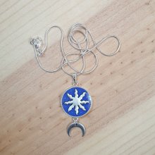 Collier pendentif enluminure soleil et lune argent