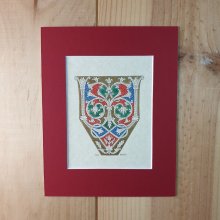 Verlichte letter V in Romaanse stijl